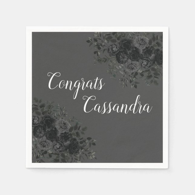 Serviette En Papier Rose noir foncé gothique fête de graduation gris (Devant)