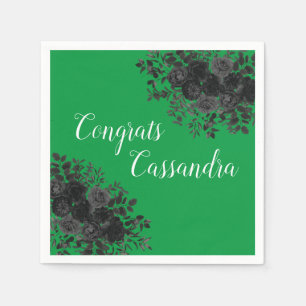 Serviette En Papier Rose noir foncé gothique fête de graduation vert