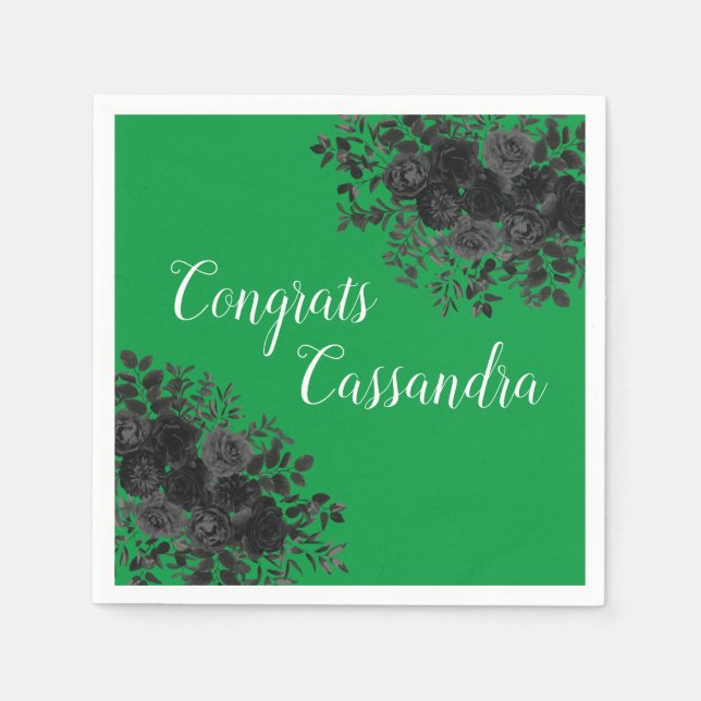 Serviette En Papier Rose noir foncé gothique fête de graduation vert (Devant)