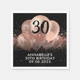 Serviette En Papier Rose noir Parties scintillant or étincelante Ballo