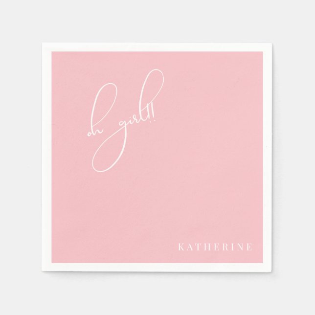 Serviette En Papier Rose Oh fille Baby shower personnalisé Napkin (Devant)