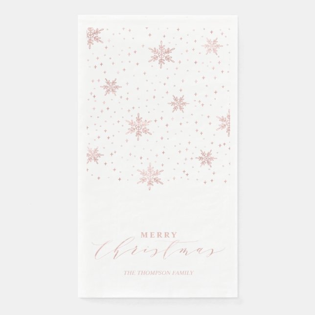 Serviette En Papier Rose or moderne Joyeux Noël Party Napkins (Devant)