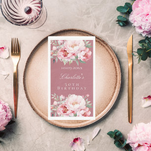 Serviette En Papier Rose or rose roses floraux élégant anniversaire