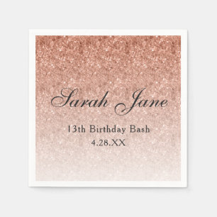 Serviette En Papier Rose Parties scintillant or Glam Personnalisé