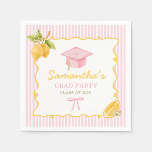 Serviette en papier rose pastel citron pour fête d
