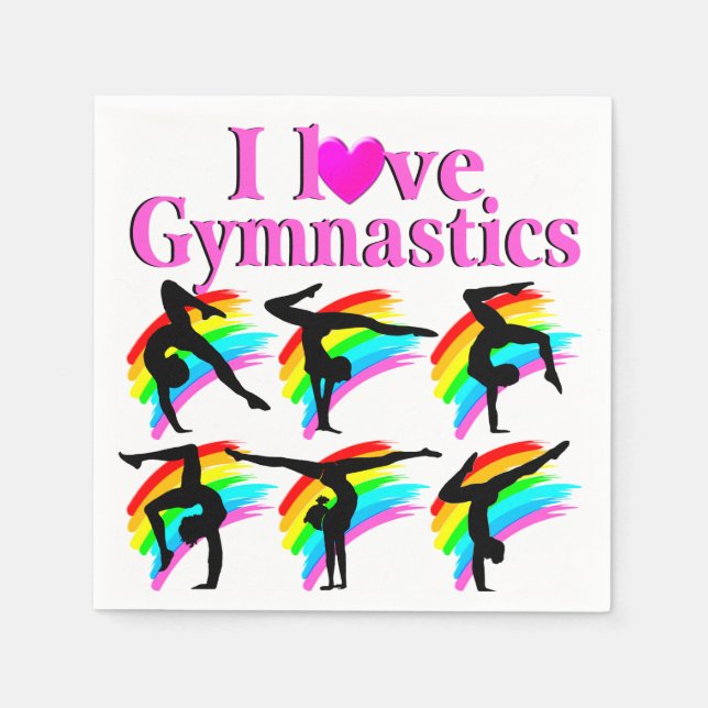 SERVIETTE EN PAPIER ROSE PLANCHE J'AIME LA CONCEPTION DE GYMNASTICS (Devant)