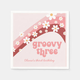 Serviette en papier rose pour le 3e anniversaire G