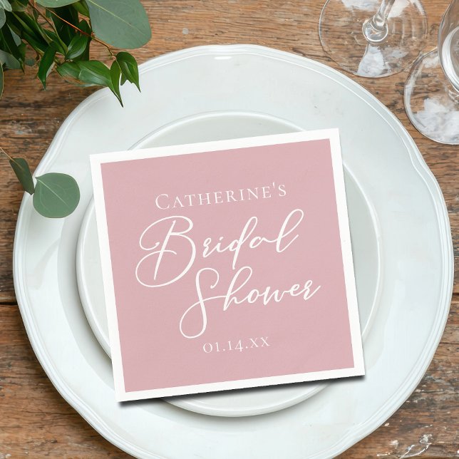Serviette En Papier Rose Poussiéreux Mariage Personnalisé (Créateur téléchargé)