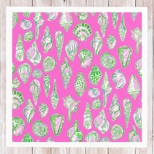 Serviette En Papier Rose Prépa Coquillages Côtiers / Fête de Plage