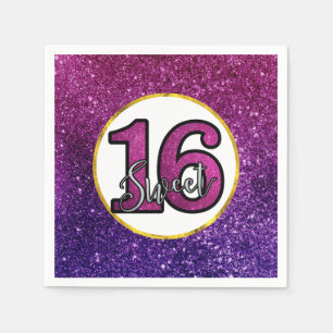 Serviette En Papier Rose & Purple Sweet 16 Parties scintillant étincel
