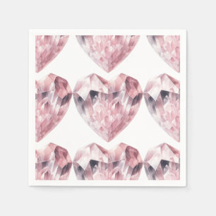 Serviette En Papier Rose Quartz Cœur Rose Parti Cristal Amour