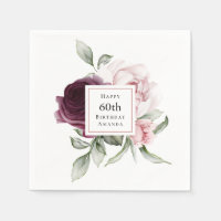 Rose romantique Aquarelle Botanique 60e Anniversai