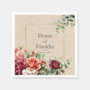 Serviette En Papier Rose romantique Floral Eucalyptus Mariage