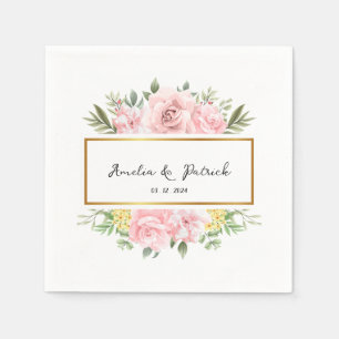 Serviette En Papier Rose romantique Floral Personnalisé papier de fête