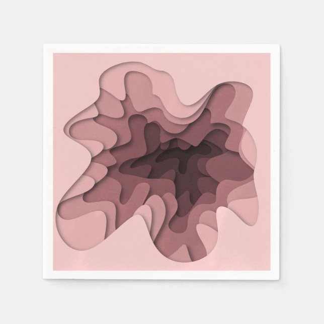 Serviette En Papier Rose romantique moderne Ombre 3D Vagues effet (Devant)
