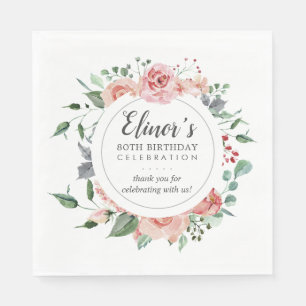 Serviette En Papier Rose rose couleur rose pour 80e anniversaire remer