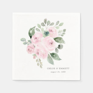 Serviette En Papier Rose rose Eucalyptus Élégant Mariage personnalisé