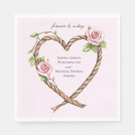 Serviette En Papier Rose rose Mariage du coeur floral