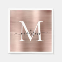 Rose Rose Or Monogramme Girly Script en métal bros