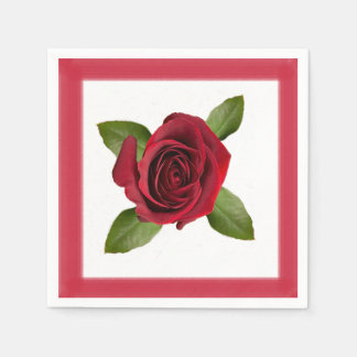 Serviette En Papier Rose rouge avec papier frontière Napkin