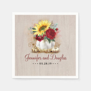 Serviette En Papier Rose rouge de Bourgogne et Citrouille de tournesol