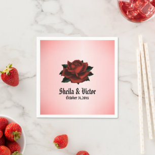 Serviette En Papier Rose rouge gothique Mariage personnel