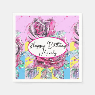 Serviette En Papier Rose rouge Roses Fleur rose Anniversaire Femmes