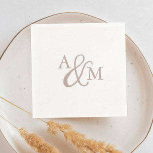 Serviette En Papier Rose Taupe Ampersand Monogram Mariage