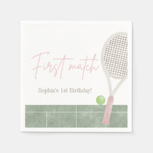 Serviette En Papier Rose Tennis Fille de premier anniversaire Prépa Cl