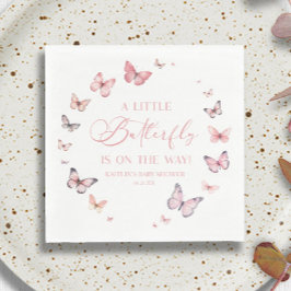 Serviette En Papier Rose Un Petit Papillon Sur Le Chemin Baby shower