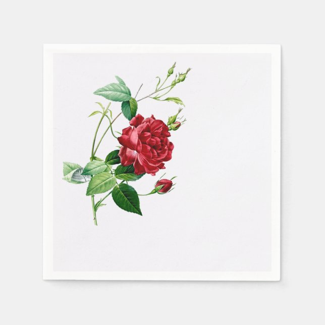 Serviette En Papier Rose unique Red Redoute sur Eggshell Napkins (Devant)