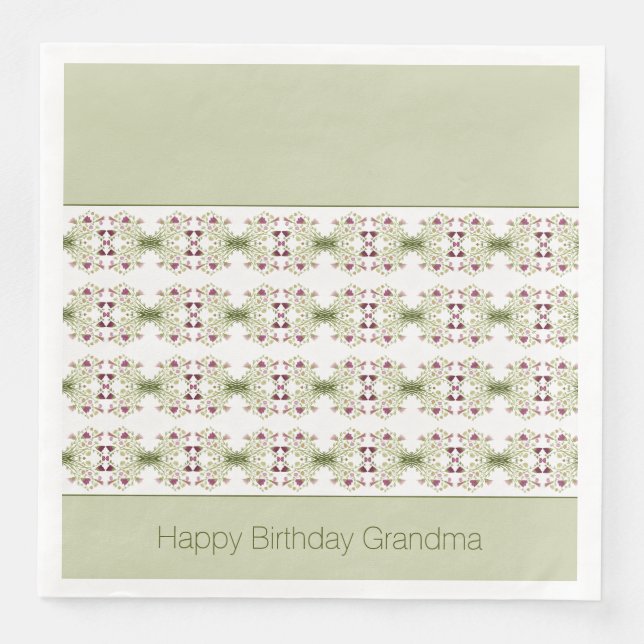 Serviette En Papier Rose Vert Et Blanc (Devant)