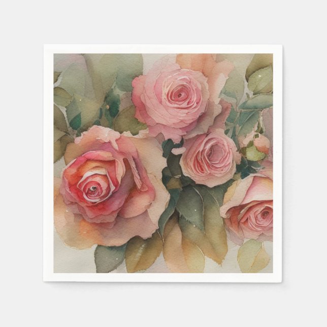 Serviette En Papier Rose vintage (Devant)