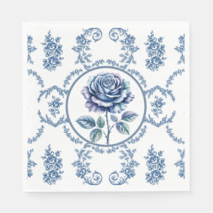 Serviette En Papier Rose Vintage Bleue