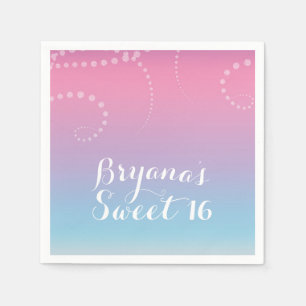 Serviette En Papier Rose Violet Bleu Foncé Fête d'Anniversaire Personn