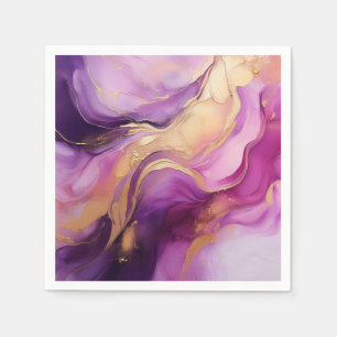 Serviette En Papier Rose violet moderne et or