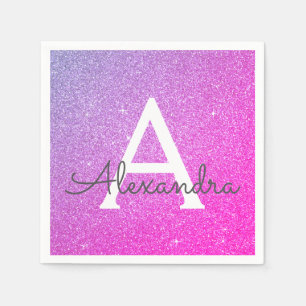 Serviette En Papier Rose - Violet Parties scintillant & Étincelle Mono