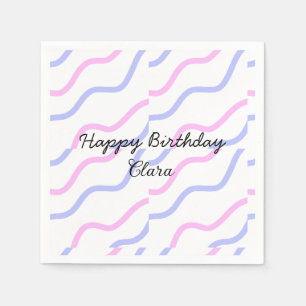 Serviette En Papier Rose violet rayures heureux anniversaire ajouter n