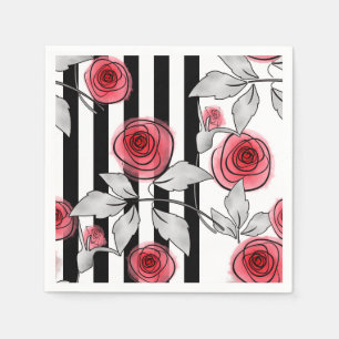Serviette En Papier Roses aquarelle