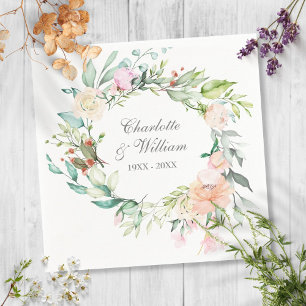 Serviette En Papier Roses Aquarelle Anniversaire de Mariage de 25 Ans