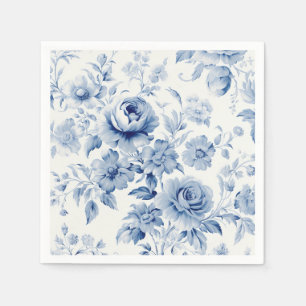 Serviette En Papier Roses Aquarelle Bleu Pastel Élégant