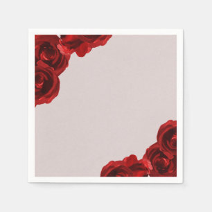 Serviette En Papier Roses aquarelle rouges blush taupe Mariage Moderne
