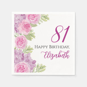 Serviette En Papier Roses Aquarelles Roses 81e Anniversaire Papier