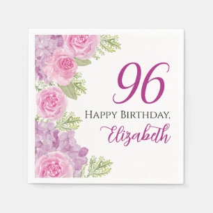 Serviette En Papier Roses Aquarelles Roses Fête 96 Ans Papier