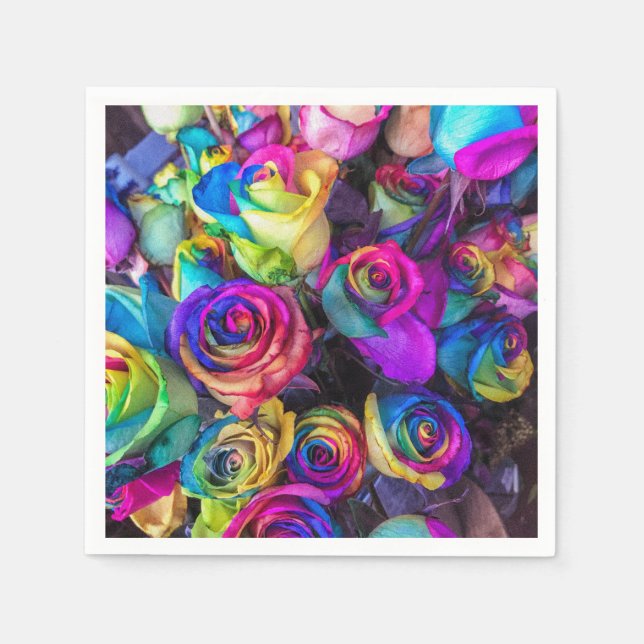 Serviette En Papier Roses arc-en-ciel (Devant)