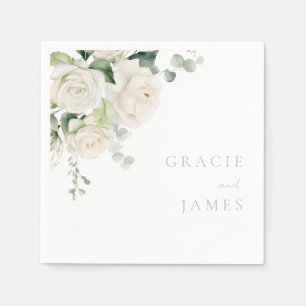 Serviette En Papier Roses blanches divines et Mariage d'âge