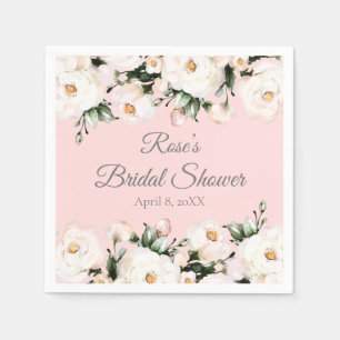 Serviette En Papier Roses blanches   Fête des mariées rose
