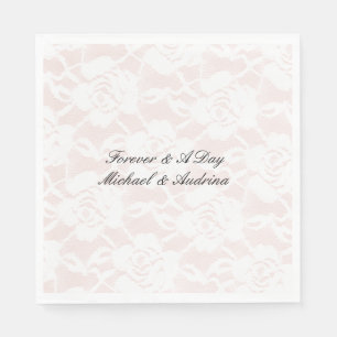 Serviette En Papier Roses blanches romantiques Mariage rose pâle