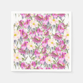 Serviette En Papier Roses d'aquarelle rose