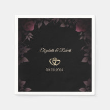 Roses Élégantes Sombre Bourgogne Mariage Noir